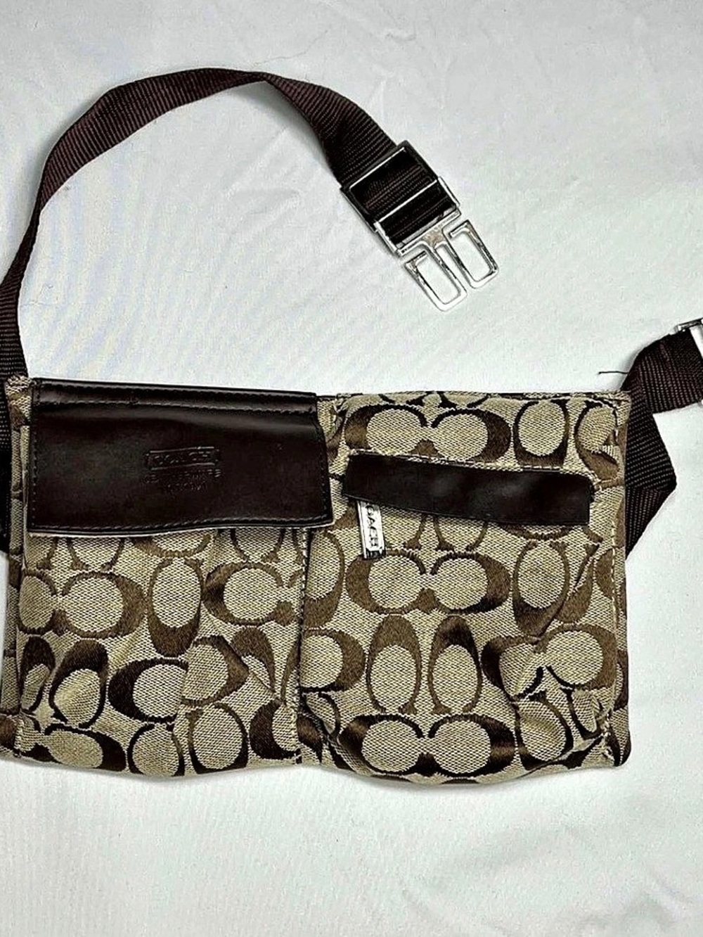 Coach Signature Canvas Crossbody Bag in Brown & Beige